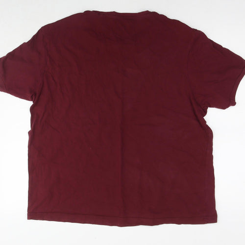 John Lewis Mens Red Cotton T-Shirt Size L Round Neck