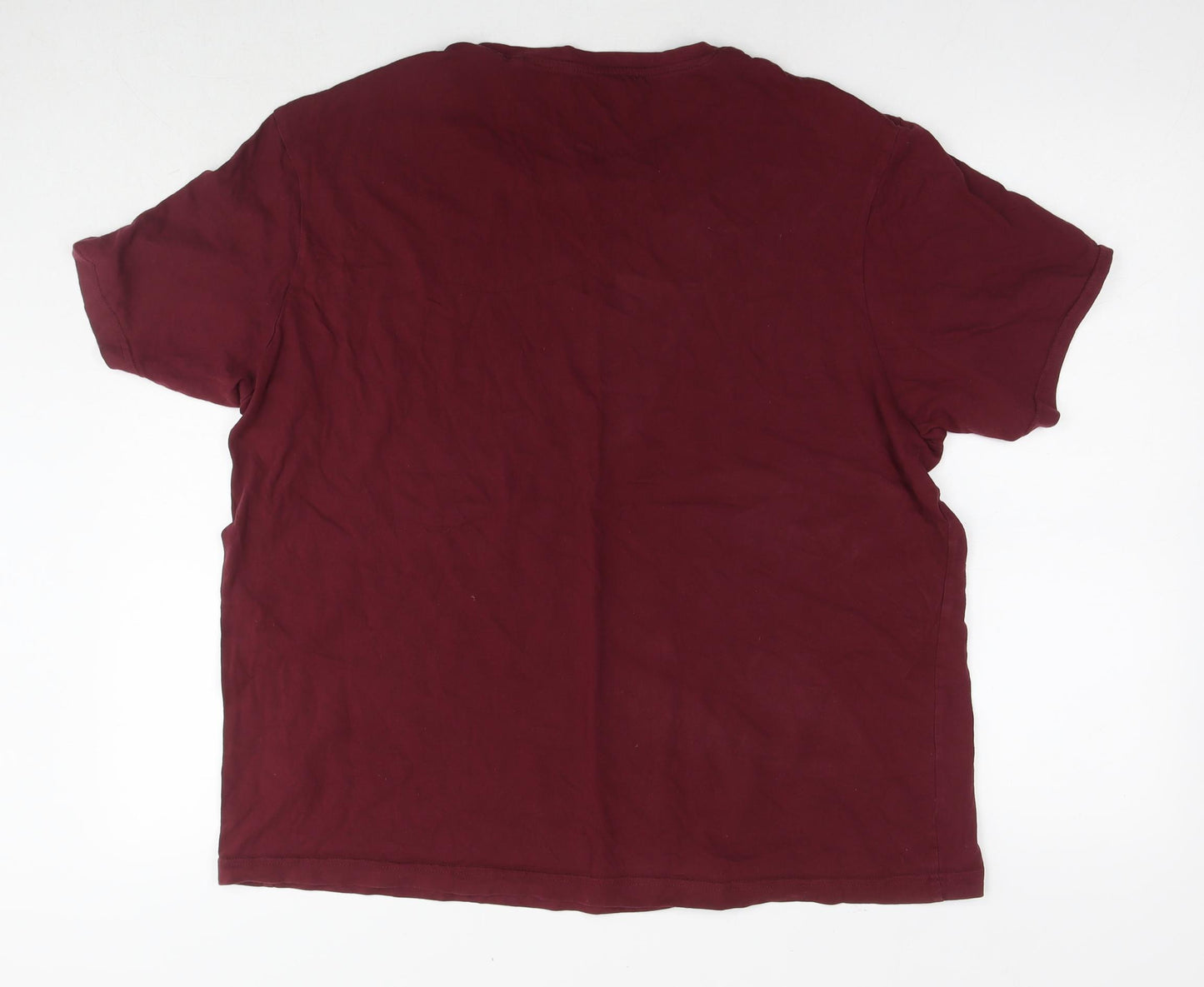 John Lewis Mens Red Cotton T-Shirt Size L Round Neck