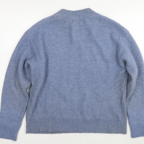 H&M Mens Blue Round Neck Polyester Pullover Jumper Size M Long Sleeve