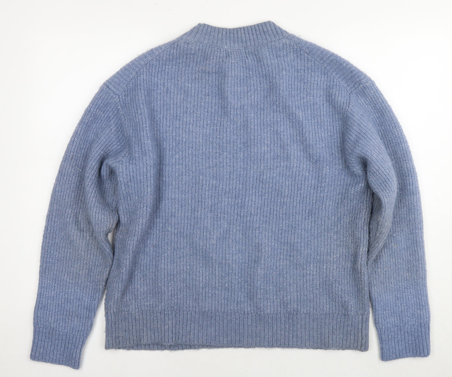 H&M Mens Blue Round Neck Polyester Pullover Jumper Size M Long Sleeve