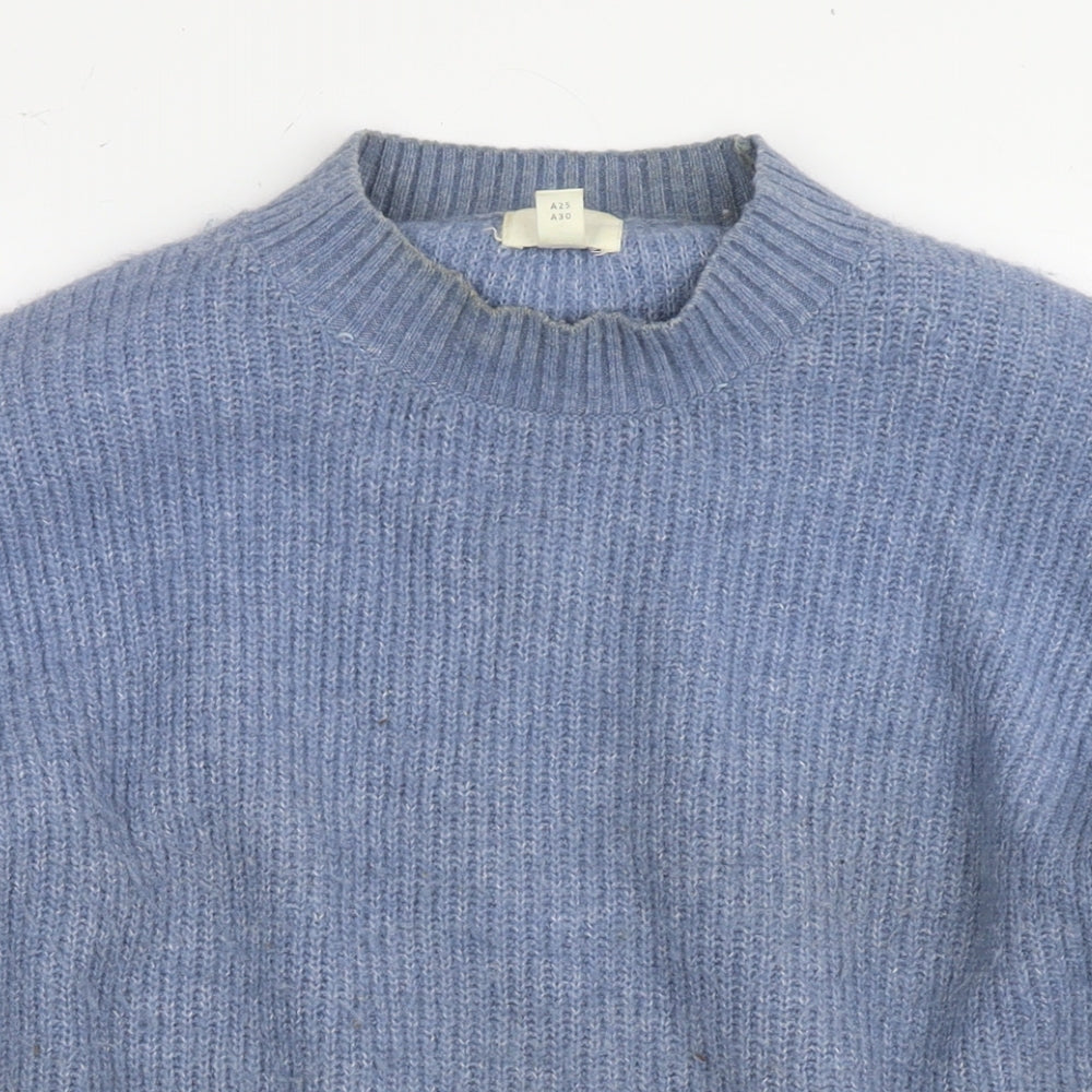 H&M Mens Blue Round Neck Polyester Pullover Jumper Size M Long Sleeve