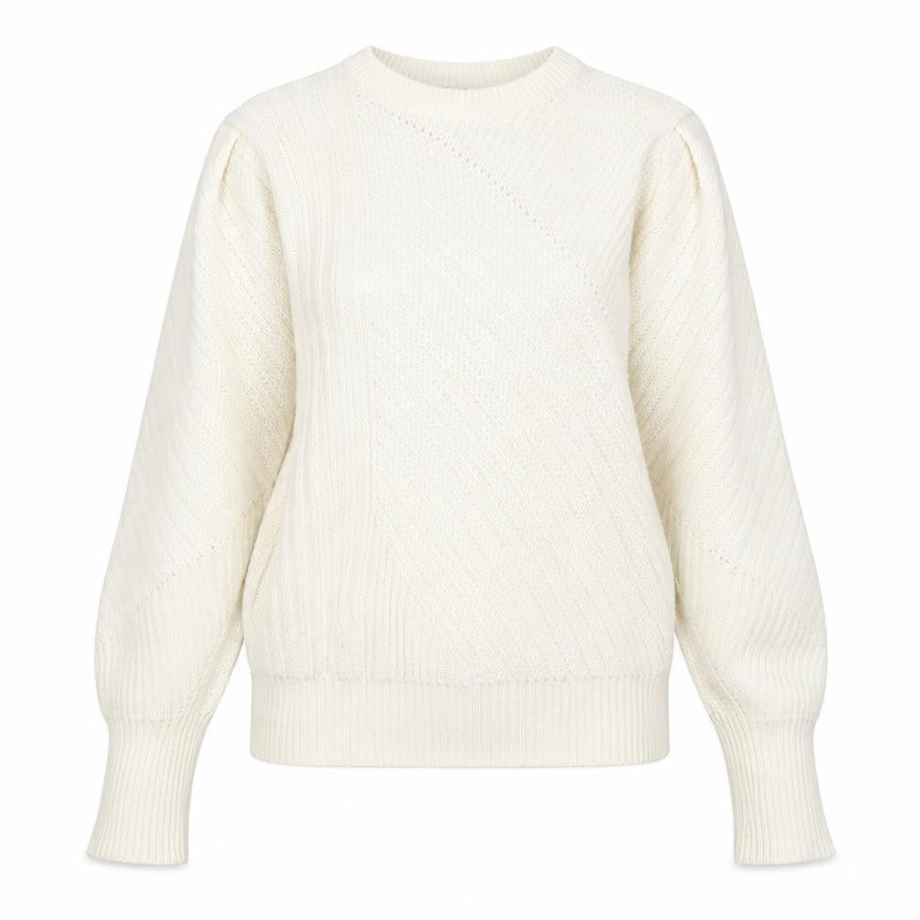 Front view of Marks & Spencer women’s white round neck polyester jumper, size UK 10