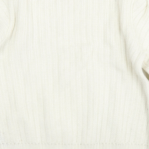 Marks and Spencer Womens White Round Neck Polyester Pullover Jumper Size 10