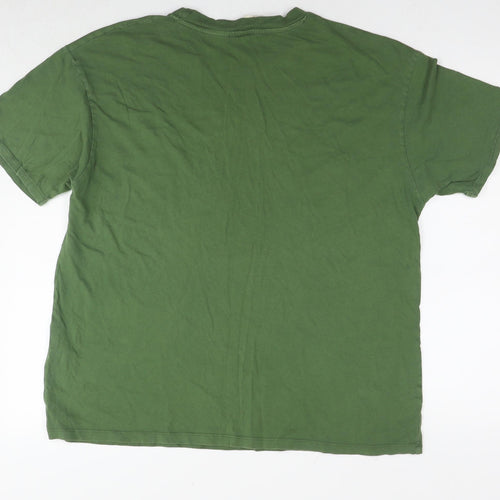 H&M Mens Green Cotton T-Shirt Size L Round Neck - Balance and wellness