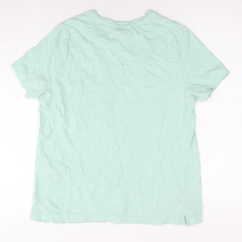 Marks and Spencer Womens Blue Cotton Basic T-Shirt Size 12 Round Neck