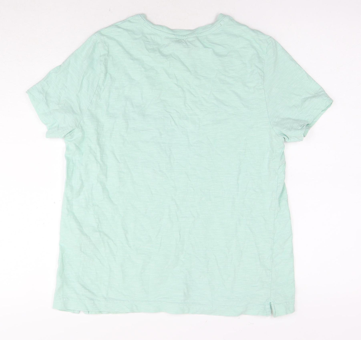 Marks and Spencer Womens Blue Cotton Basic T-Shirt Size 12 Round Neck