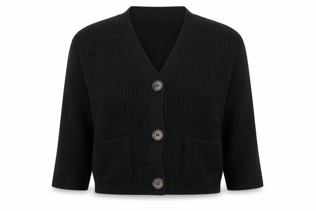 New Look Womens Black V-Neck Acrylic Cape Jumper Size L