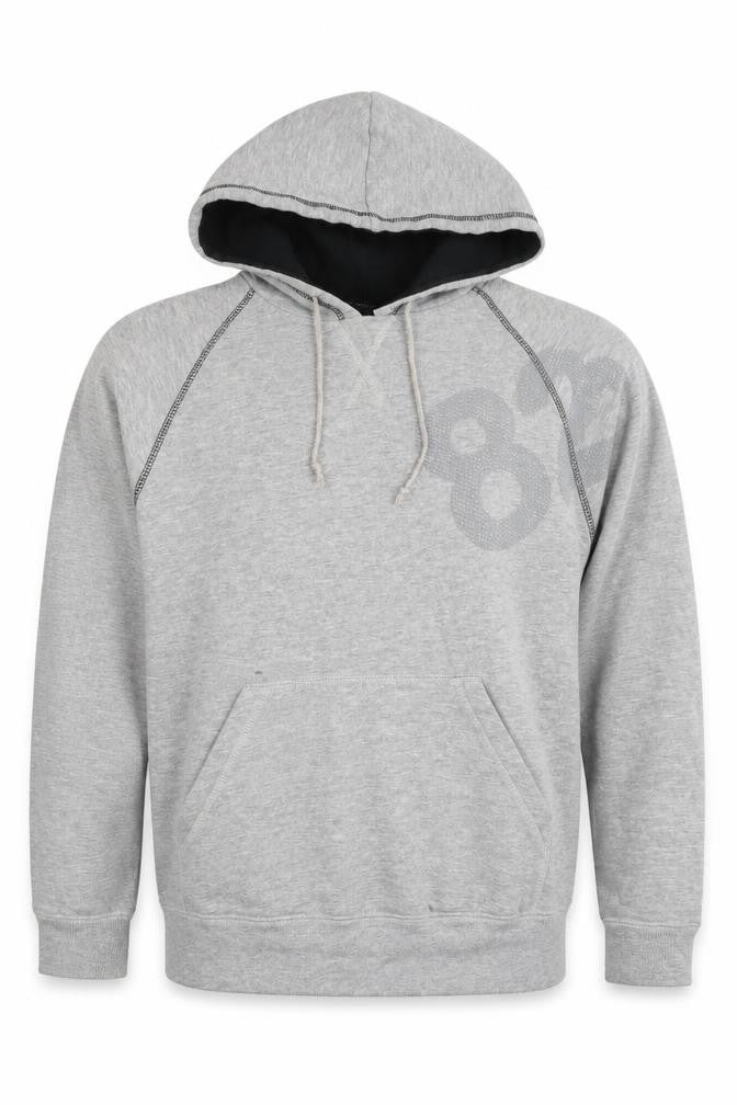 Front view of UrbanSpirit men’s grey cotton pullover hoodie, size S, - 82