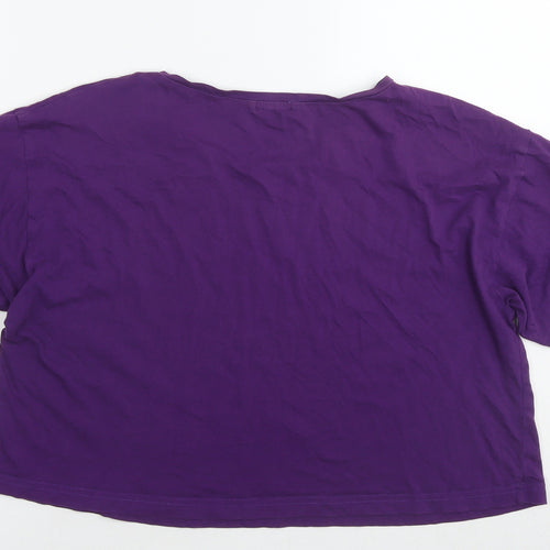 River Island Womens Purple Cotton Cropped T-Shirt Size 12 Round Neck - Go with the flow