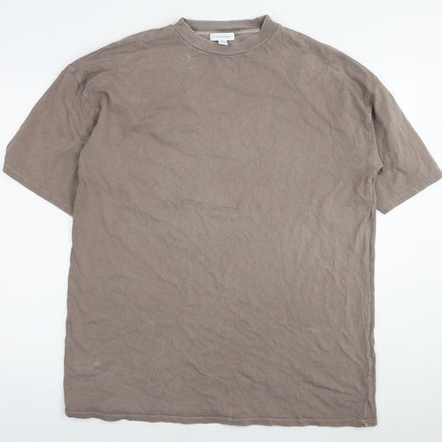 Topshop Womens Brown Cotton T-Shirt Dress Size S Round Neck Pullover