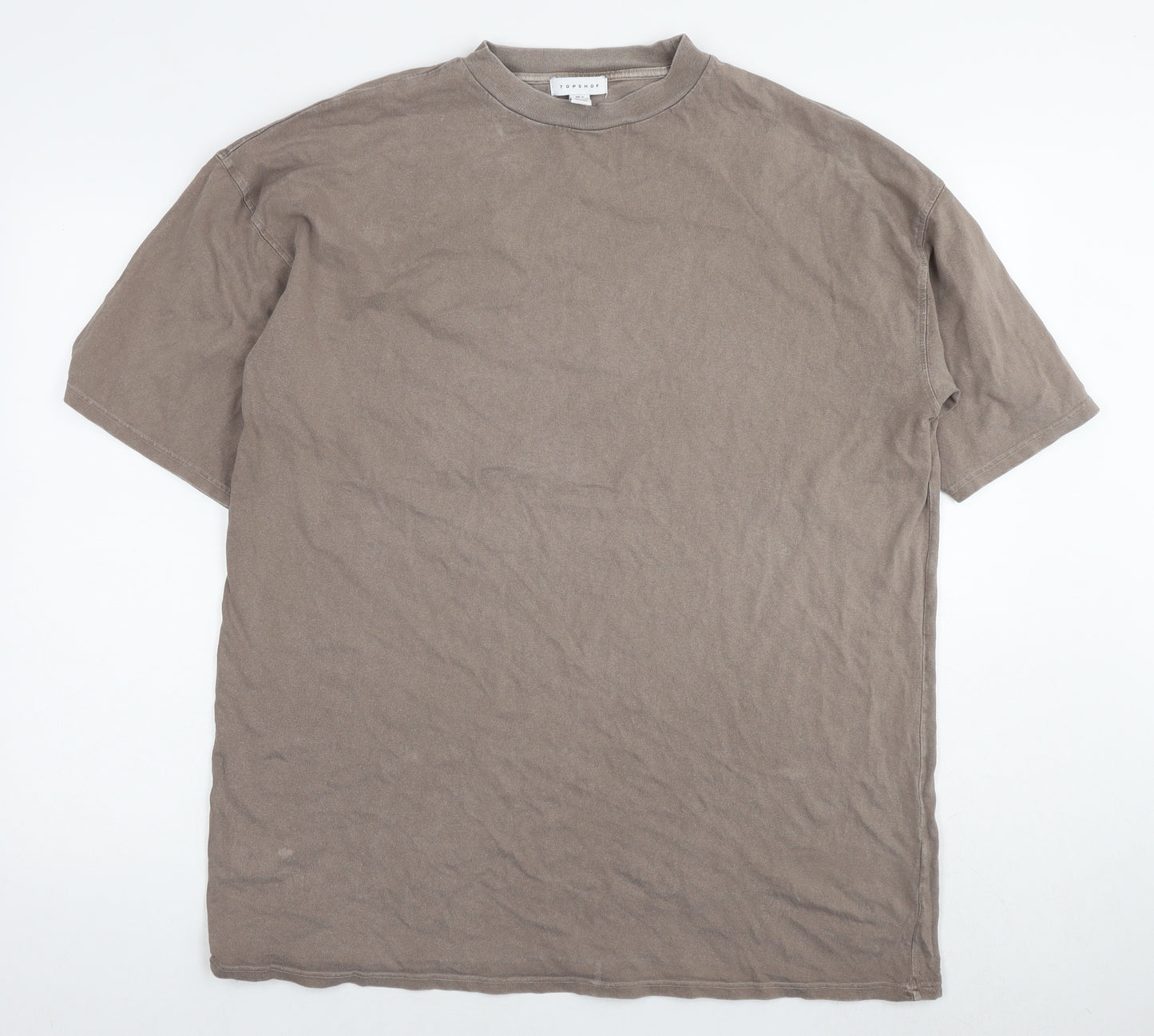 Topshop Womens Brown Cotton T-Shirt Dress Size S Round Neck Pullover