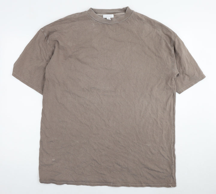 Topshop Womens Brown Cotton T-Shirt Dress Size S Round Neck Pullover