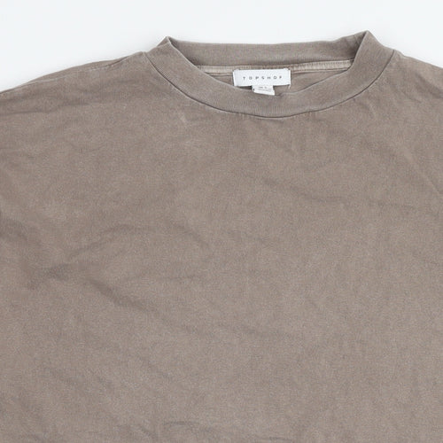Topshop Womens Brown Cotton T-Shirt Dress Size S Round Neck Pullover