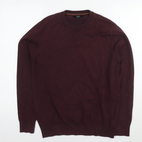 Marks and Spencer Mens Brown Round Neck Cotton Pullover Jumper Size M Long Sleeve