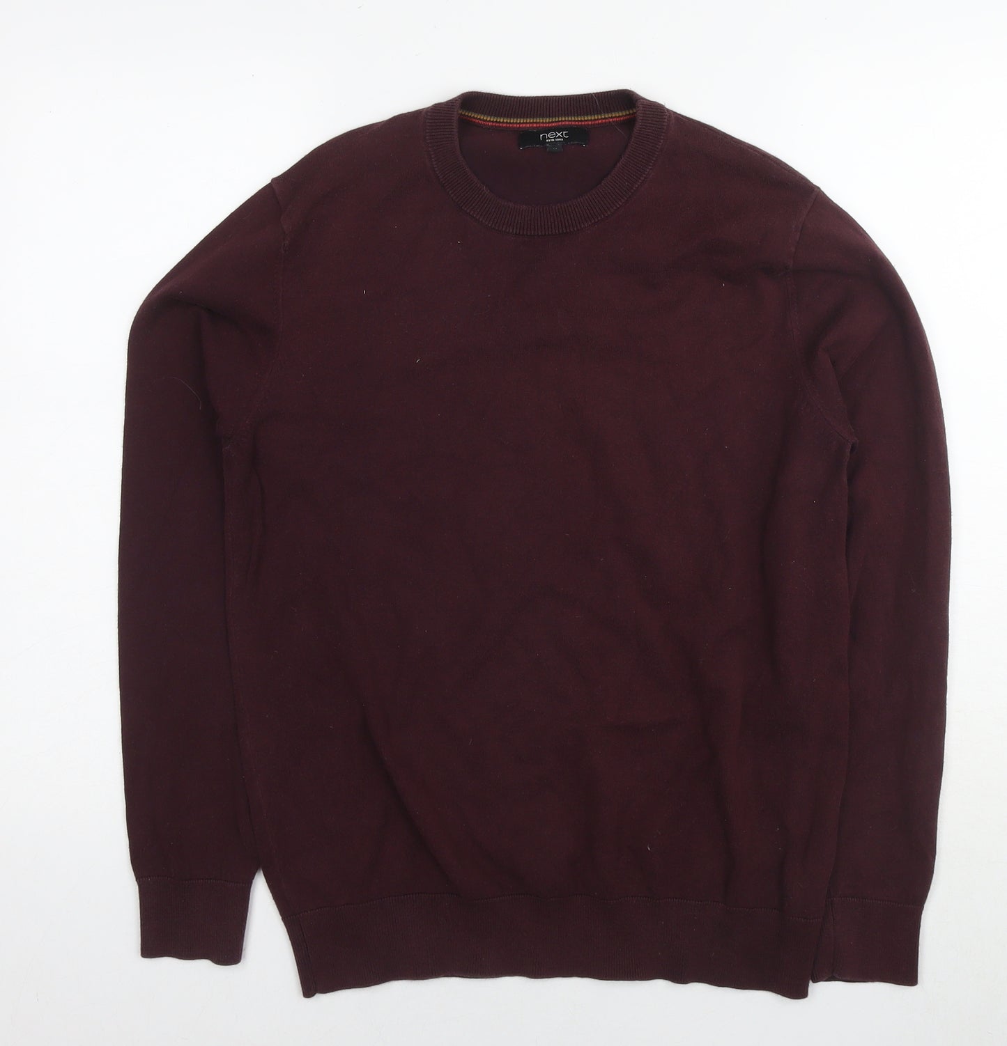 Marks and Spencer Mens Brown Round Neck Cotton Pullover Jumper Size M Long Sleeve