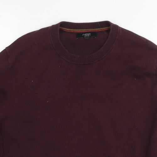 Marks and Spencer Mens Brown Round Neck Cotton Pullover Jumper Size M Long Sleeve