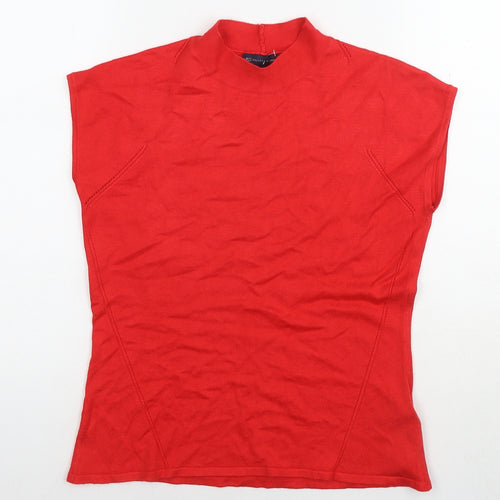 Marks and Spencer Womens Red Round Neck Viscose Vest Jumper Size 12