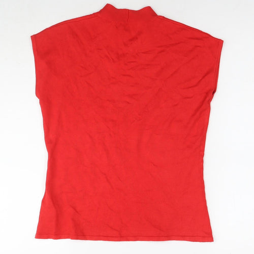 Marks and Spencer Womens Red Round Neck Viscose Vest Jumper Size 12
