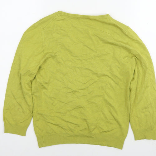 Marks and Spencer Womens Green V-Neck Viscose Pullover Jumper Size 14