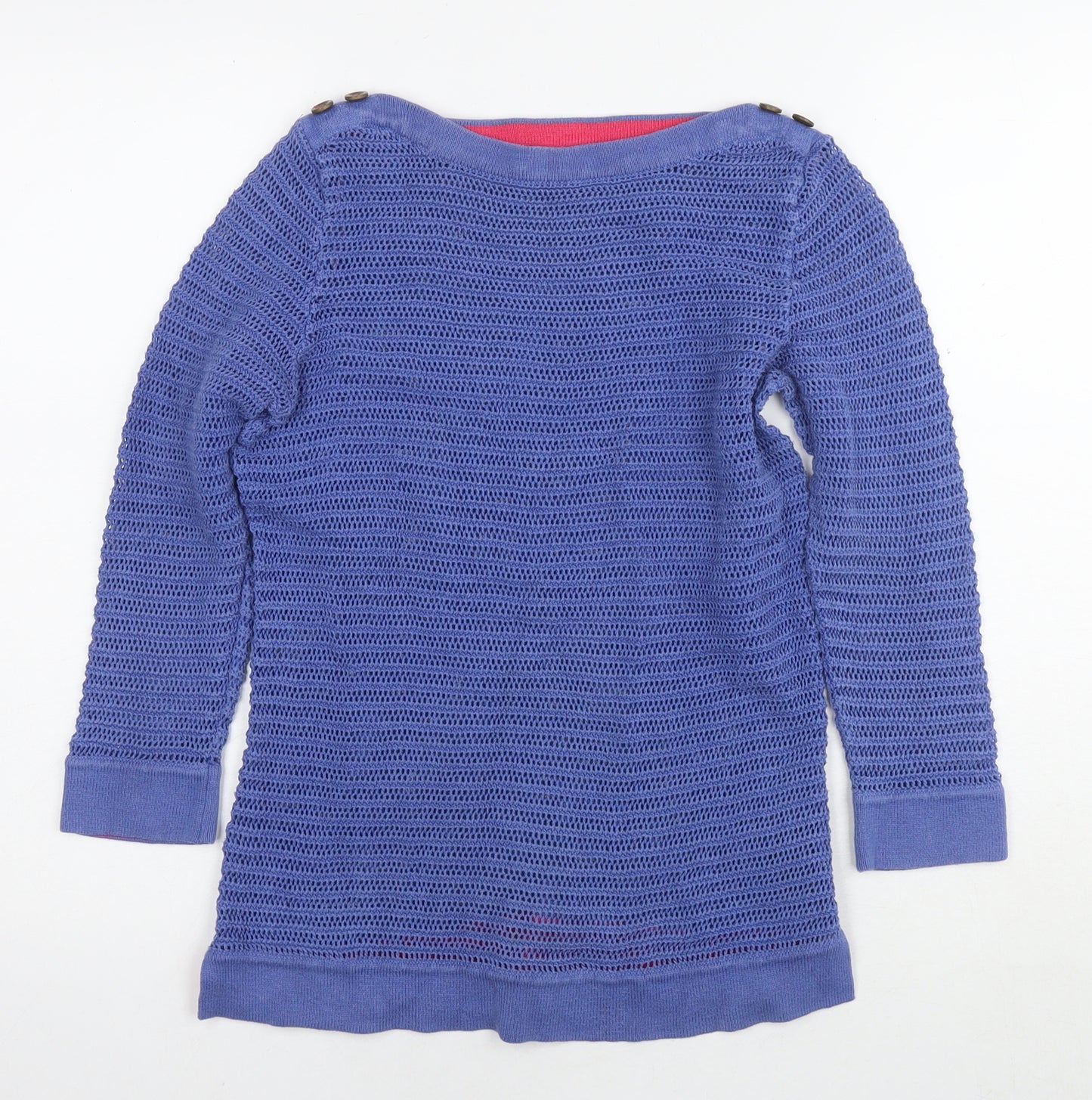 Per Una Womens Blue Boat Neck Cotton Pullover Jumper Size 10