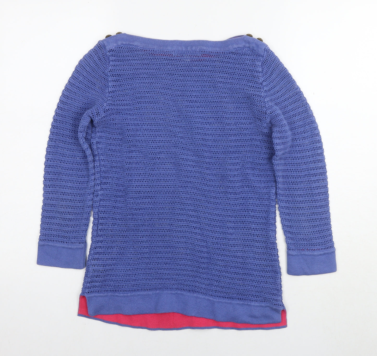 Per Una Womens Blue Boat Neck Cotton Pullover Jumper Size 10