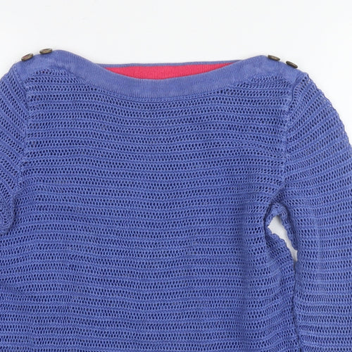 Per Una Womens Blue Boat Neck Cotton Pullover Jumper Size 10