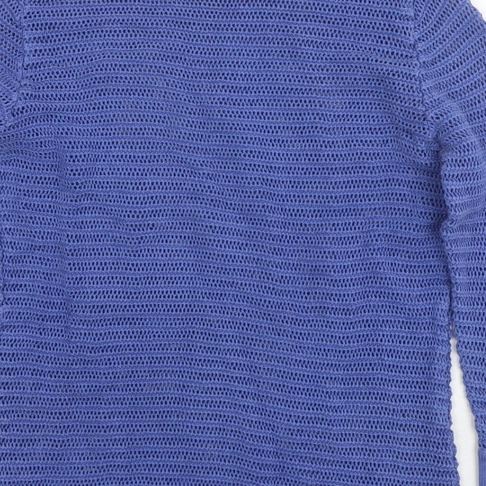 Per Una Womens Blue Boat Neck Cotton Pullover Jumper Size 10