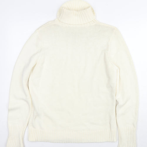 Marks and Spencer Womens White Roll Neck Cotton Pullover Jumper Size 16