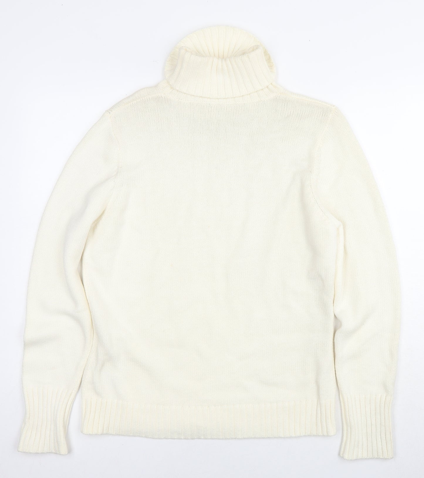 Marks and Spencer Womens White Roll Neck Cotton Pullover Jumper Size 16