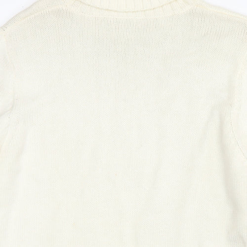 Marks and Spencer Womens White Roll Neck Cotton Pullover Jumper Size 16