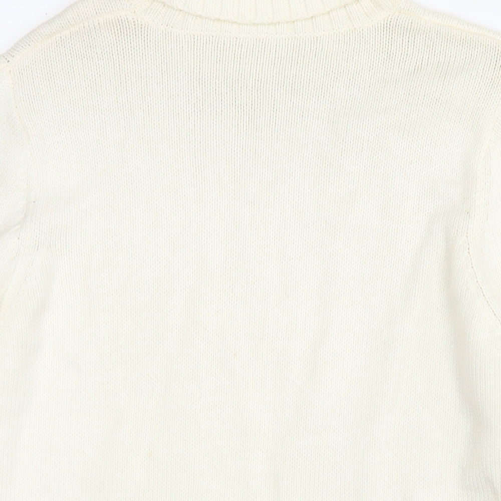 Marks and Spencer Womens White Roll Neck Cotton Pullover Jumper Size 16