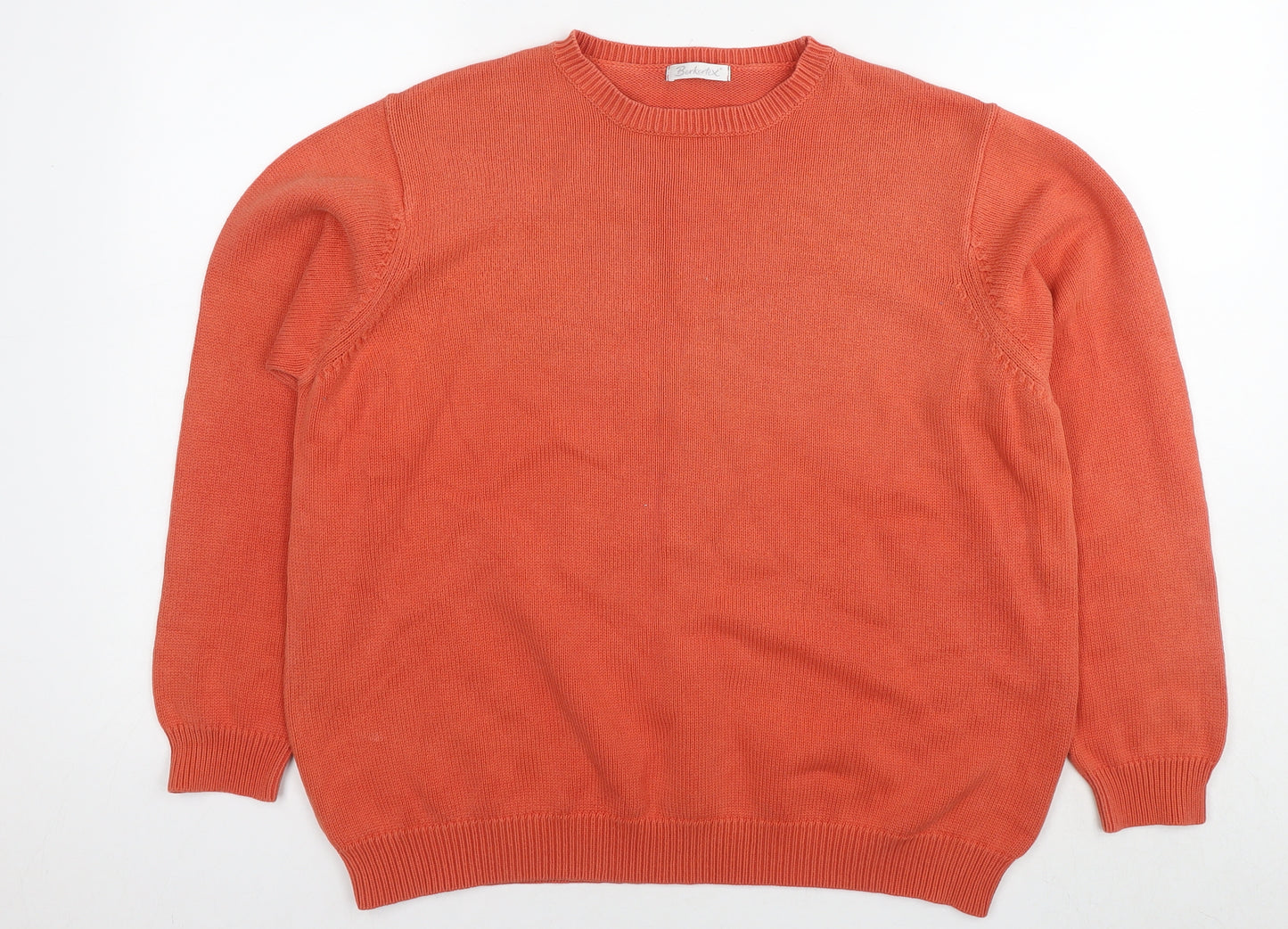 Berkertex Womens Orange Round Neck Cotton Pullover Jumper Size 22 - Size 22-24