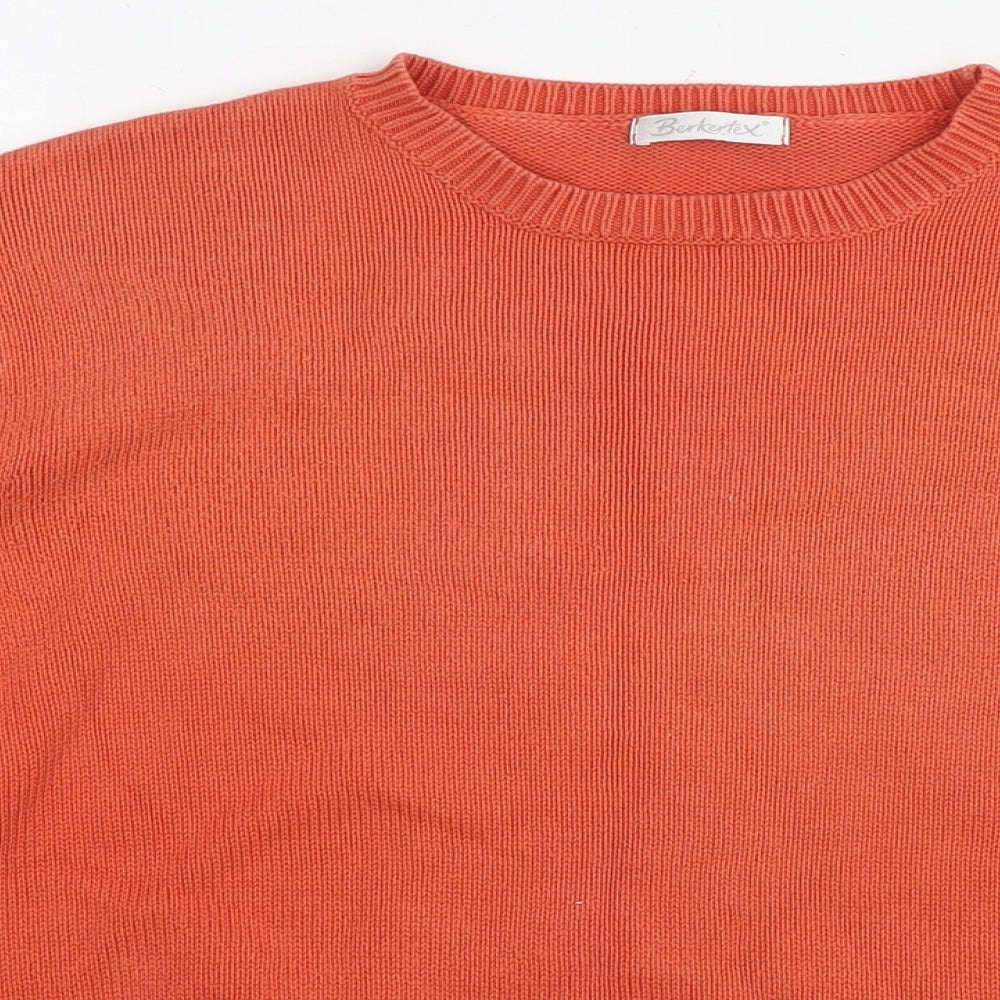 Berkertex Womens Orange Round Neck Cotton Pullover Jumper Size 22 - Size 22-24