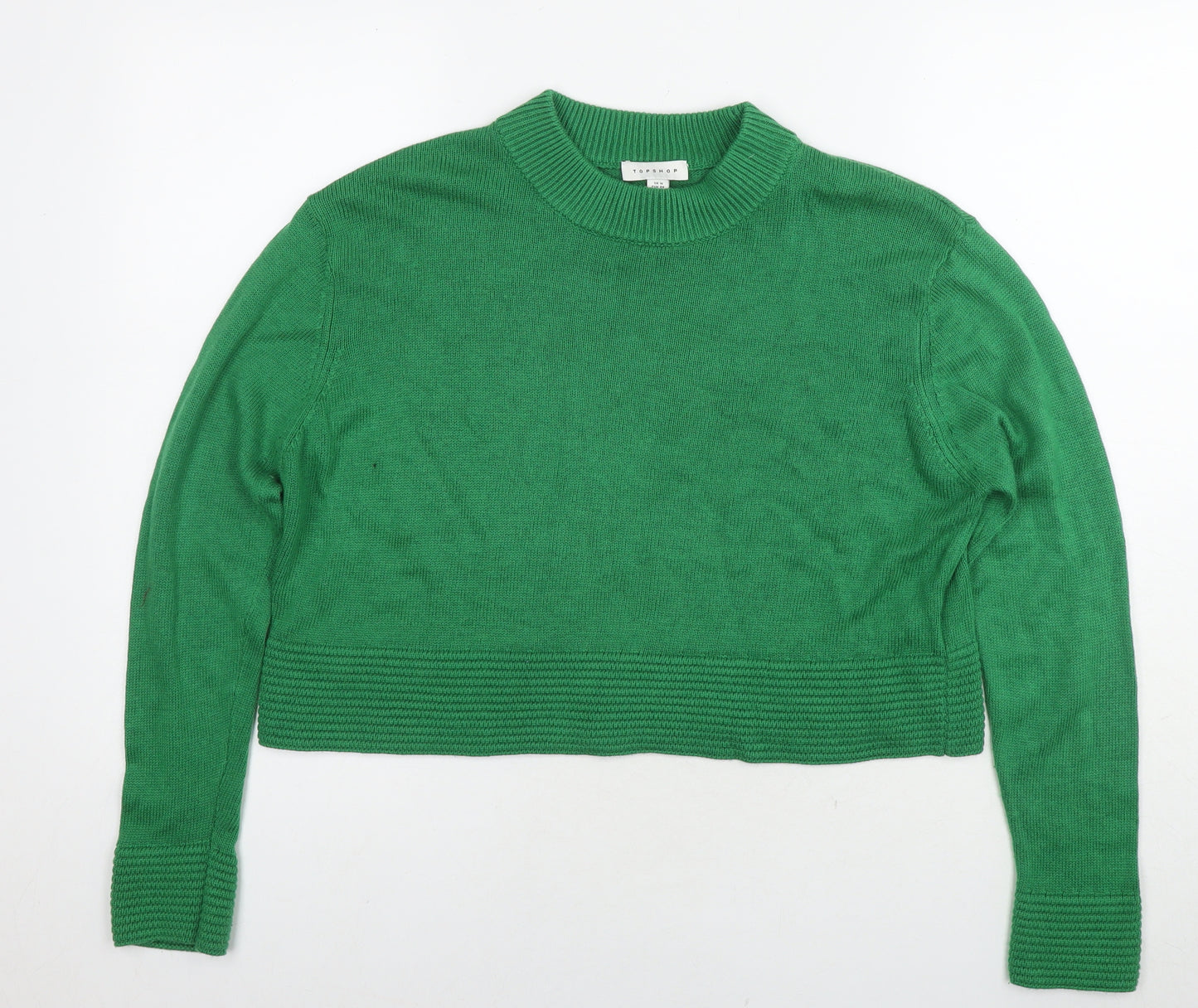 Topshop Womens Green Round Neck Acrylic Pullover Jumper Size 16