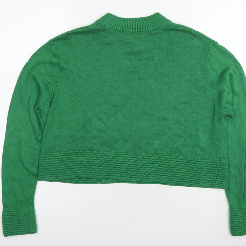 Topshop Womens Green Round Neck Acrylic Pullover Jumper Size 16