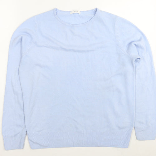 Marks and Spencer Womens Blue Round Neck Acrylic Pullover Jumper Size 12