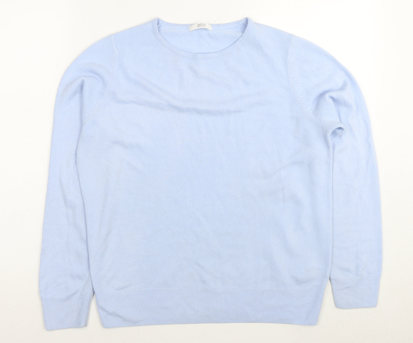 Marks and Spencer Womens Blue Round Neck Acrylic Pullover Jumper Size 12
