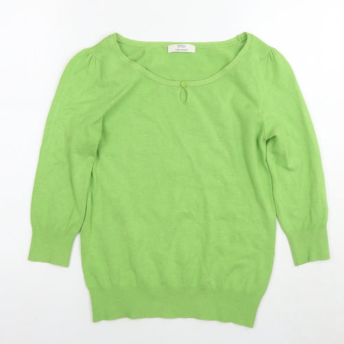 Marks and Spencer Womens Green Round Neck Viscose Pullover Jumper Size 8