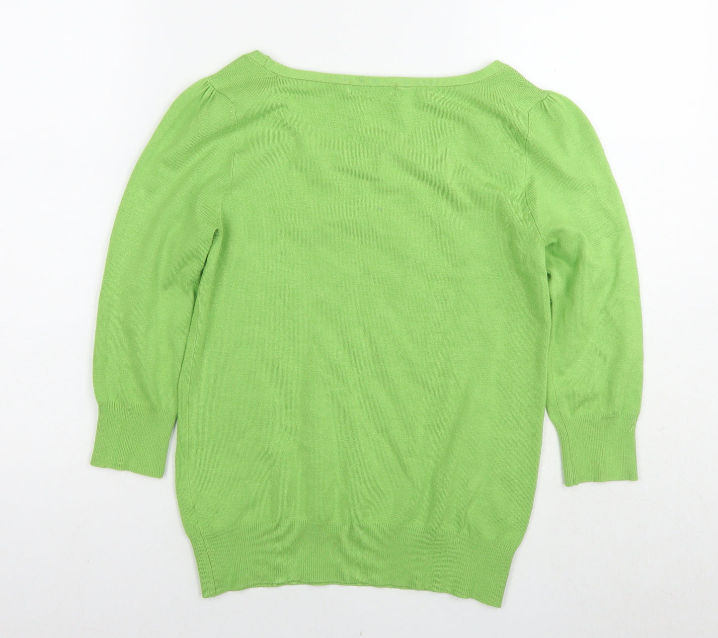 Marks and Spencer Womens Green Round Neck Viscose Pullover Jumper Size 8