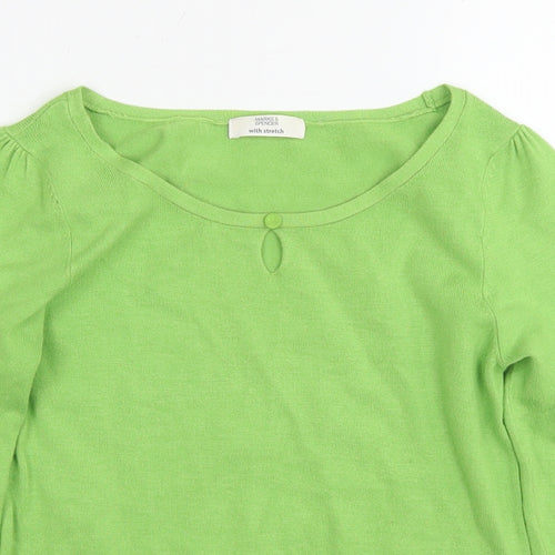 Marks and Spencer Womens Green Round Neck Viscose Pullover Jumper Size 8