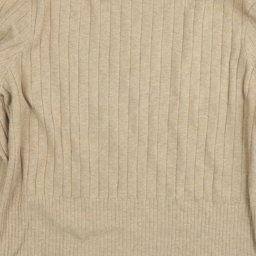 Marks and Spencer Womens Beige Mock Neck Viscose Pullover Jumper Size 18