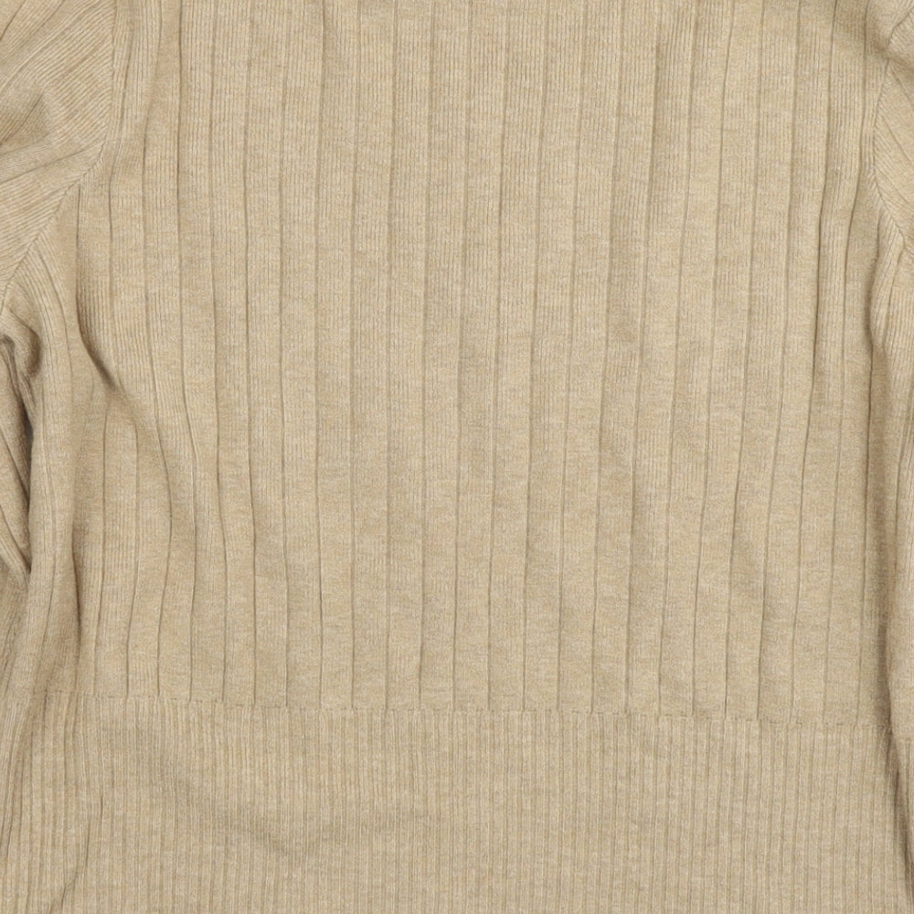 Marks and Spencer Womens Beige Mock Neck Viscose Pullover Jumper Size 18