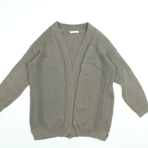 Marks and Spencer Womens Brown V-Neck Cotton Cardigan Jumper Size 12
