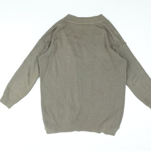 Marks and Spencer Womens Brown V-Neck Cotton Cardigan Jumper Size 12