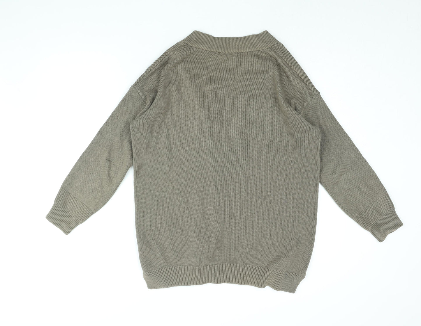Marks and Spencer Womens Brown V-Neck Cotton Cardigan Jumper Size 12