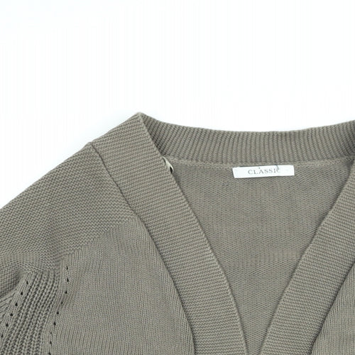 Marks and Spencer Womens Brown V-Neck Cotton Cardigan Jumper Size 12