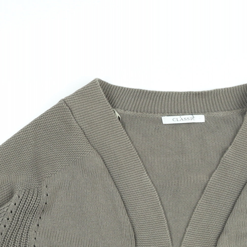 Marks and Spencer Womens Brown V-Neck Cotton Cardigan Jumper Size 12