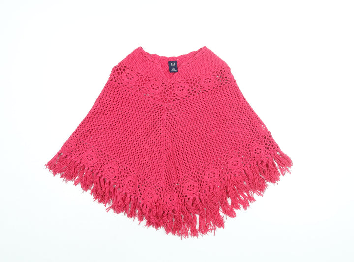 Gap Girls Pink Acrylic Basic T-Shirt Size 6-7 Years Boat Neck Pullover - Poncho