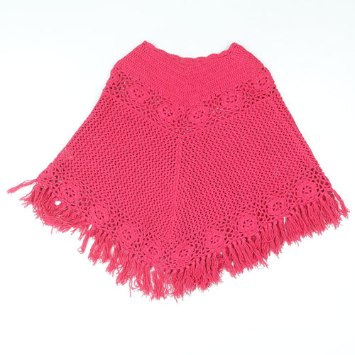 Gap Girls Pink Acrylic Basic T-Shirt Size 6-7 Years Boat Neck Pullover - Poncho