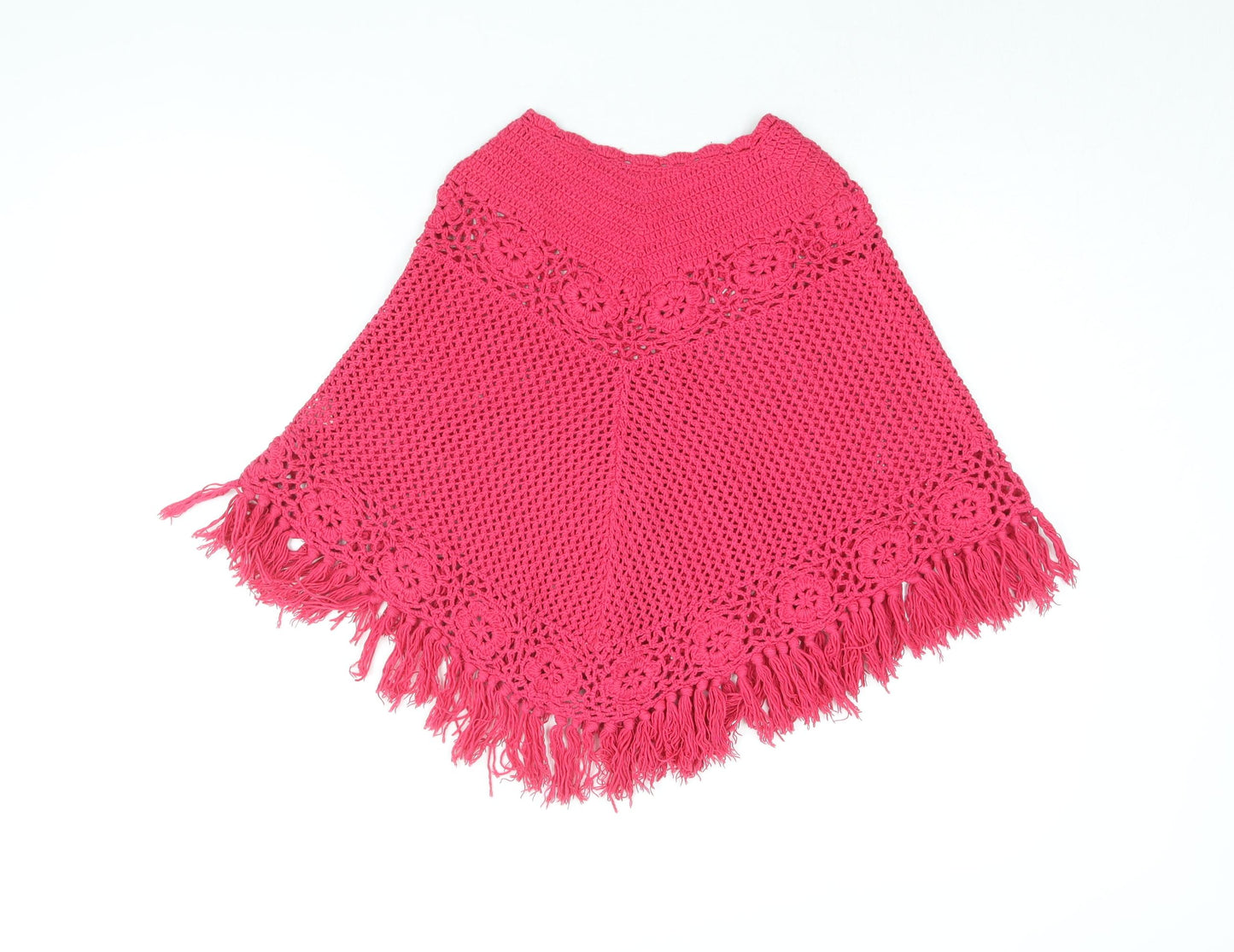 Gap Girls Pink Acrylic Basic T-Shirt Size 6-7 Years Boat Neck Pullover - Poncho